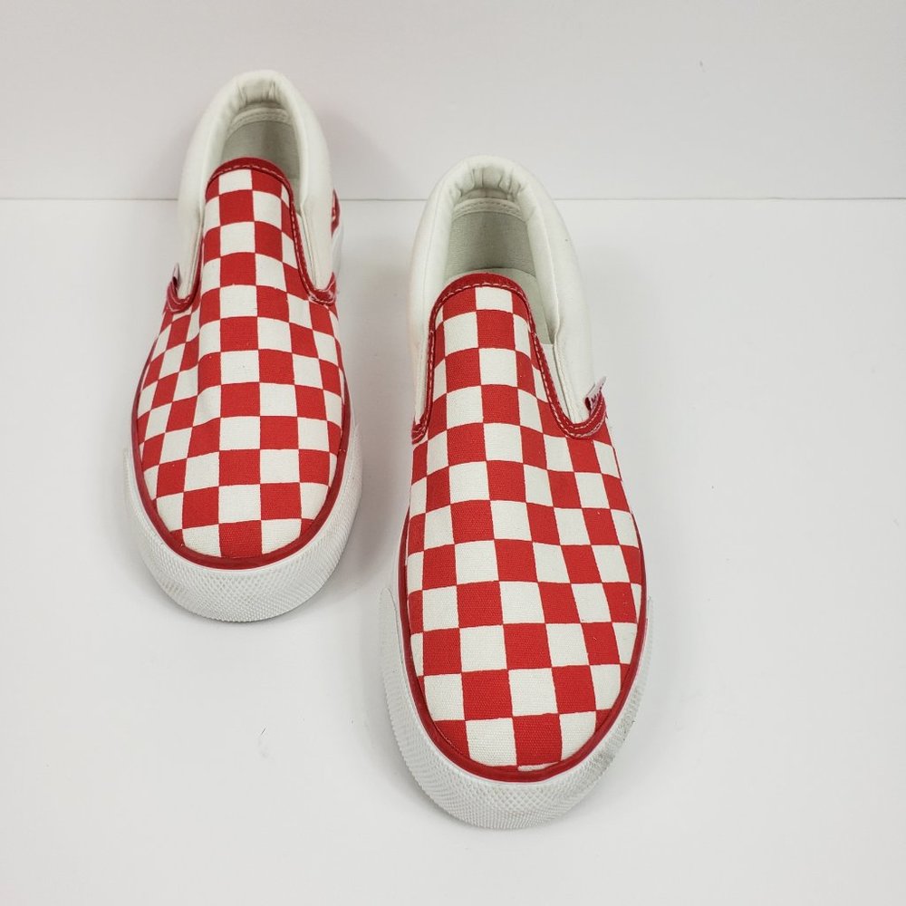 MUDD SLIP-ON SNEAKERS WOMEN RED/WHITE SHOES SIZE 8
